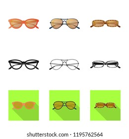 Isolated object of glasses and sunglasses logo. Collection of glasses and accessory vector icon for stock.