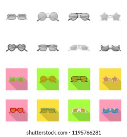 Isolated object of glasses and sunglasses logo. Collection of glasses and accessory vector icon for stock.