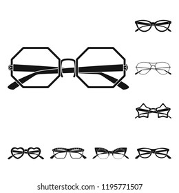 Isolated object of glasses and sunglasses logo. Set of glasses and accessory stock vector illustration.