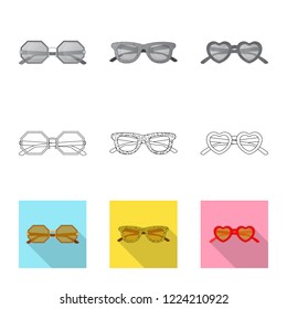 Isolated object of glasses and sunglasses logo. Set of glasses and accessory vector icon for stock.