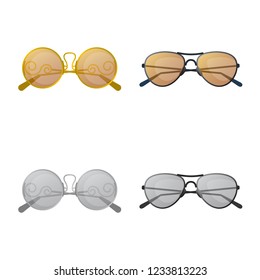 Isolated object of glasses and sunglasses logo. Collection of glasses and accessory stock vector illustration.