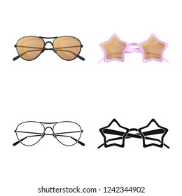 Isolated object of glasses and sunglasses logo. Set of glasses and accessory stock vector illustration.
