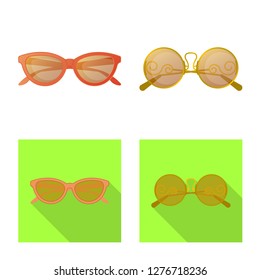 Isolated object of glasses and sunglasses logo. Collection of glasses and accessory vector icon for stock.