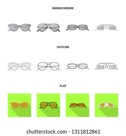 Isolated object of glasses and sunglasses logo. Set of glasses and accessory stock symbol for web.