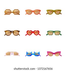 Isolated object of glasses and sunglasses logo. Set of glasses and accessory stock symbol for web.
