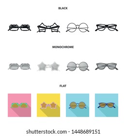 Isolated object of glasses and sunglasses logo. Collection of glasses and accessory vector icon for stock.