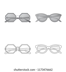 Isolated object of glasses and sunglasses sign. Collection of glasses and accessory stock symbol for web.