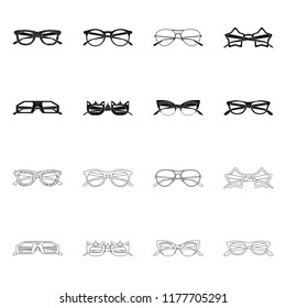 Isolated object of glasses and sunglasses sign. Set of glasses and accessory stock vector illustration.