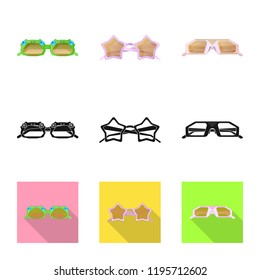 Isolated object of glasses and sunglasses sign. Collection of glasses and accessory stock vector illustration.