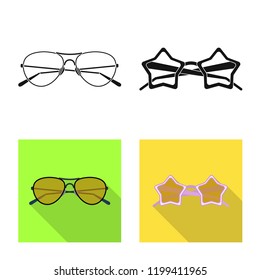 Isolated object of glasses and sunglasses sign. Collection of glasses and accessory stock symbol for web.