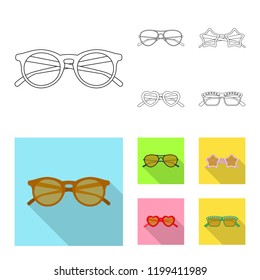 Isolated object of glasses and sunglasses sign. Set of glasses and accessory vector icon for stock.