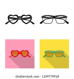 Isolated object of glasses and sunglasses sign. Set of glasses and accessory vector icon for stock.
