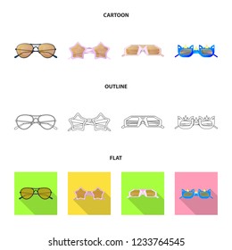 Isolated object of glasses and sunglasses sign. Collection of glasses and accessory vector icon for stock.