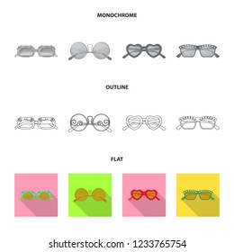 Isolated object of glasses and sunglasses sign. Set of glasses and accessory vector icon for stock.