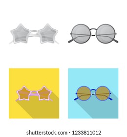 Isolated object of glasses and sunglasses sign. Collection of glasses and accessory stock symbol for web.
