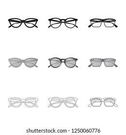 Isolated object of glasses and sunglasses sign. Collection of glasses and accessory vector illustration.
