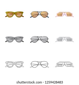 Isolated object of glasses and sunglasses sign. Collection of glasses and accessory stock symbol for web.