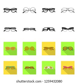 Isolated object of glasses and sunglasses sign. Set of glasses and accessory vector icon for stock.