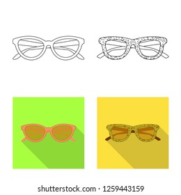 Isolated object of glasses and sunglasses sign. Set of glasses and accessory vector icon for stock.