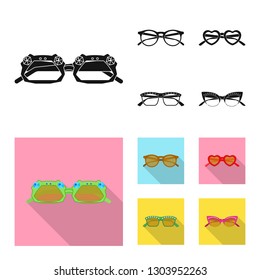 Isolated object of glasses and sunglasses sign. Collection of glasses and accessory vector icon for stock.