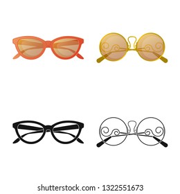 Isolated object of glasses and sunglasses sign. Set of glasses and accessory vector icon for stock.