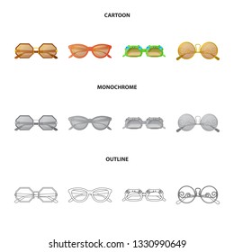 Isolated object of glasses and sunglasses sign. Collection of glasses and accessory vector icon for stock.