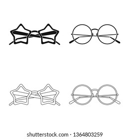 Isolated object of glasses and sunglasses sign. Collection of glasses and accessory vector icon for stock.