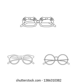Isolated object of glasses and sunglasses sign. Collection of glasses and accessory vector icon for stock.
