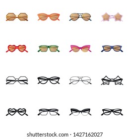 Isolated object of glasses and sunglasses sign. Collection of glasses and accessory stock symbol for web.