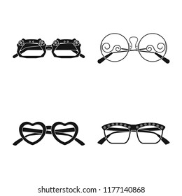Isolated object of glasses and sunglasses symbol. Collection of glasses and accessory stock vector illustration.