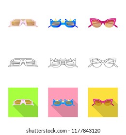 Isolated object of glasses and sunglasses symbol. Collection of glasses and accessory stock vector illustration.