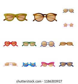 Isolated object of glasses and sunglasses symbol. Set of glasses and accessory stock vector illustration.
