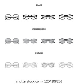 Isolated object of glasses and sunglasses symbol. Set of glasses and accessory vector icon for stock.