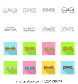 Isolated object of glasses and sunglasses symbol. Set of glasses and accessory stock symbol for web.