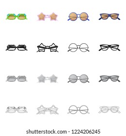 Isolated object of glasses and sunglasses symbol. Set of glasses and accessory stock symbol for web.