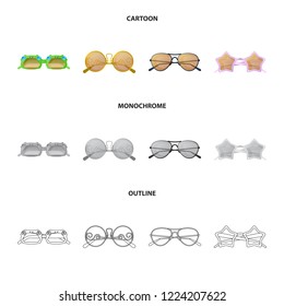 Isolated object of glasses and sunglasses symbol. Set of glasses and accessory stock vector illustration.