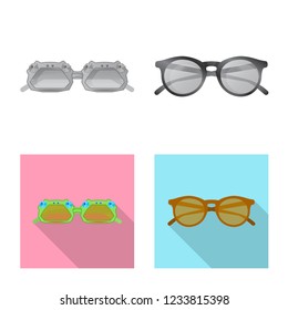 Isolated object of glasses and sunglasses symbol. Collection of glasses and accessory stock vector illustration.