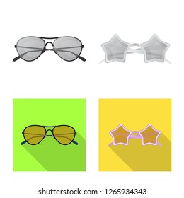 Isolated object of glasses and sunglasses symbol. Set of glasses and accessory stock vector illustration.