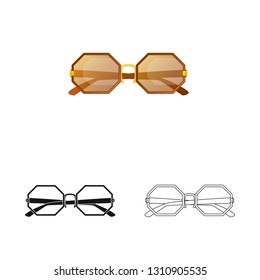Isolated object of glasses and sunglasses symbol. Collection of glasses and accessory stock vector illustration.