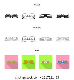 Isolated object of glasses and sunglasses symbol. Set of glasses and accessory vector icon for stock.