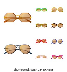 Isolated object of glasses and sunglasses symbol. Collection of glasses and accessory stock symbol for web.