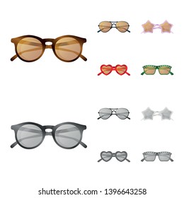 Isolated object  glasses and sunglasses symbol. Set  glasses and accessory vector icon for stock.