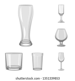 Isolated object of glassware symbol. Collection of capacity and restaurant vector icon for stock.