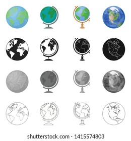 Isolated object of globe and world icon. Set of globe and earth stock vector illustration.