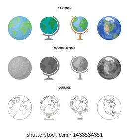 Isolated object of globe and world icon. Set of globe and earth stock vector illustration.