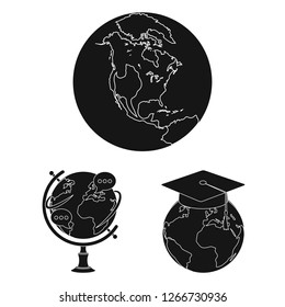 Isolated object of globe and world logo. Set of globe and earth stock vector illustration.