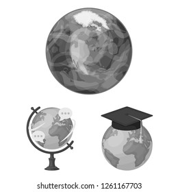 Isolated object of globe and world symbol. Collection of globe and earth stock vector illustration.
