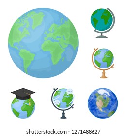 Isolated object of globe and world symbol. Set of globe and earth vector icon for stock.