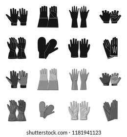 Isolated object of glove and winter icon. Collection of glove and equipment vector icon for stock.