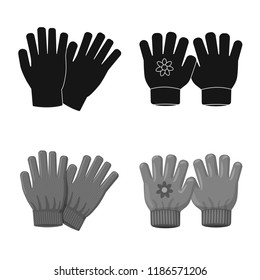 Isolated object of glove and winter icon. Set of glove and equipment stock symbol for web.